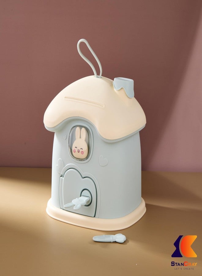 STANCRAY Cute Small Savings Bank Money Deposit and Withdrawal Piggy Bank with Key Holder House Piggy Bank for Girls and Boys Coin Bank with Handle, Lock and Key. (Model 2) - Image 3